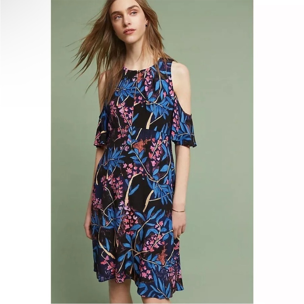 NEW Anthropologie Maeve Elia Cold Shoulder Floral Print Size 14